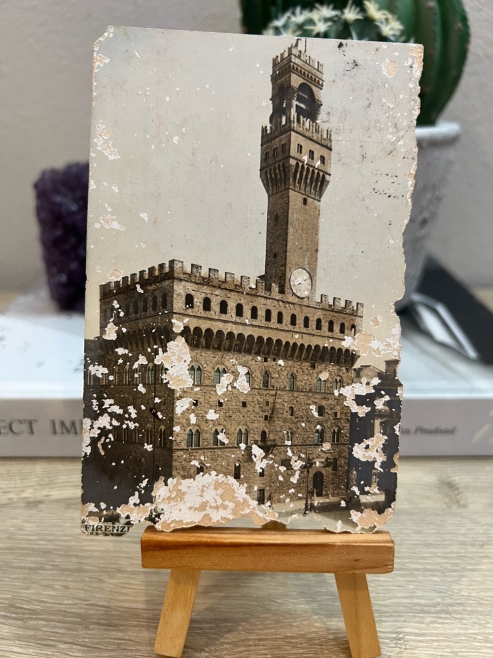 Antique Firenze Italy Palazzo Vecchio Posted Postcard Damaged Florence Ephemera